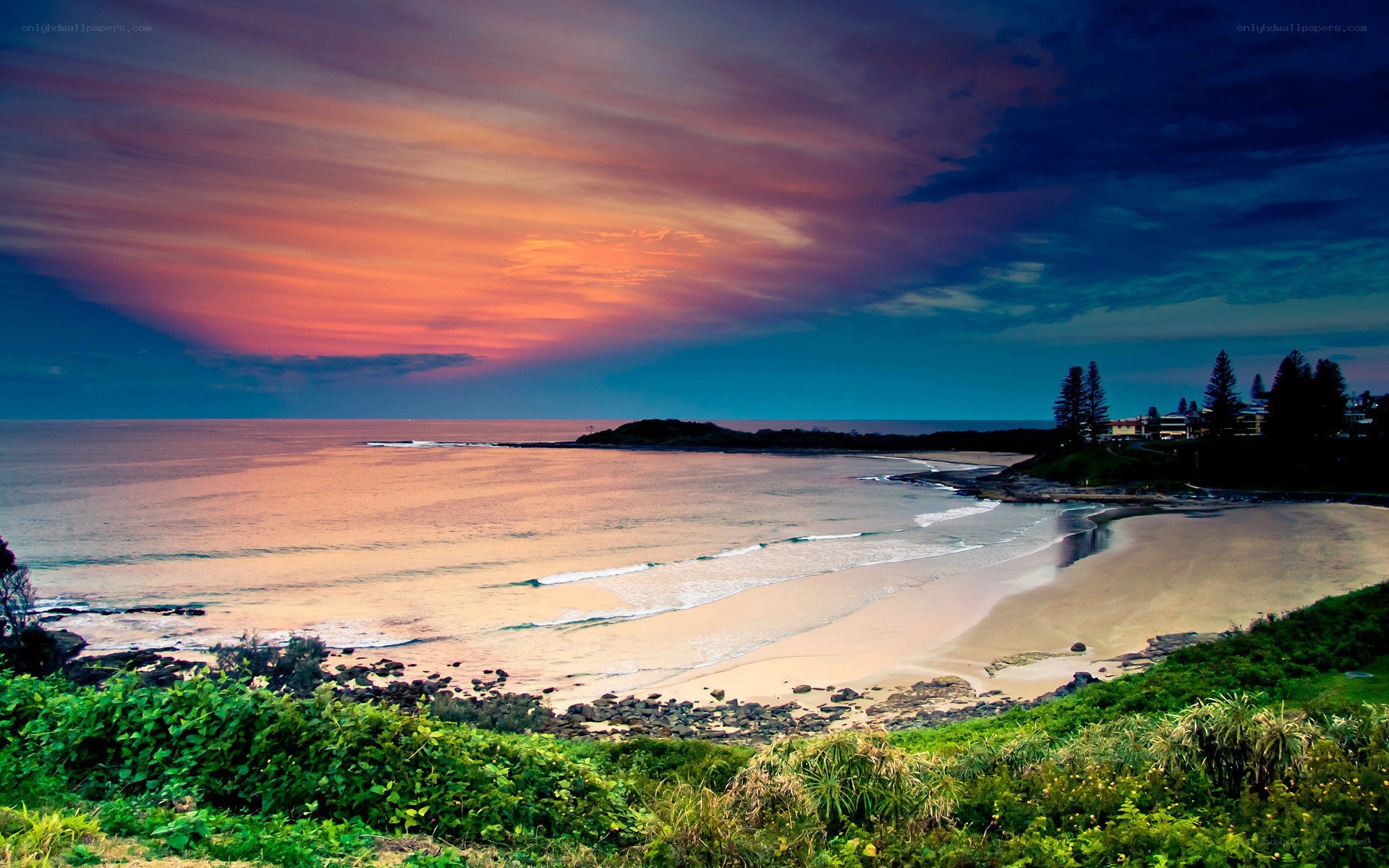 sunset at coastal beach