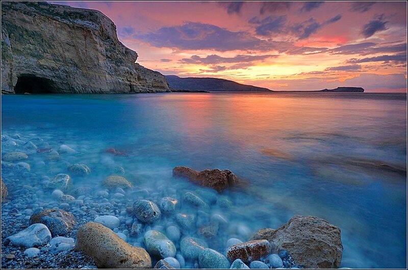 Sunset at coastal cave