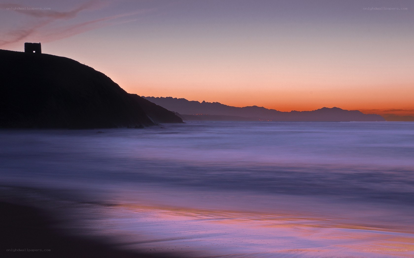 Sunset at coastal cliff