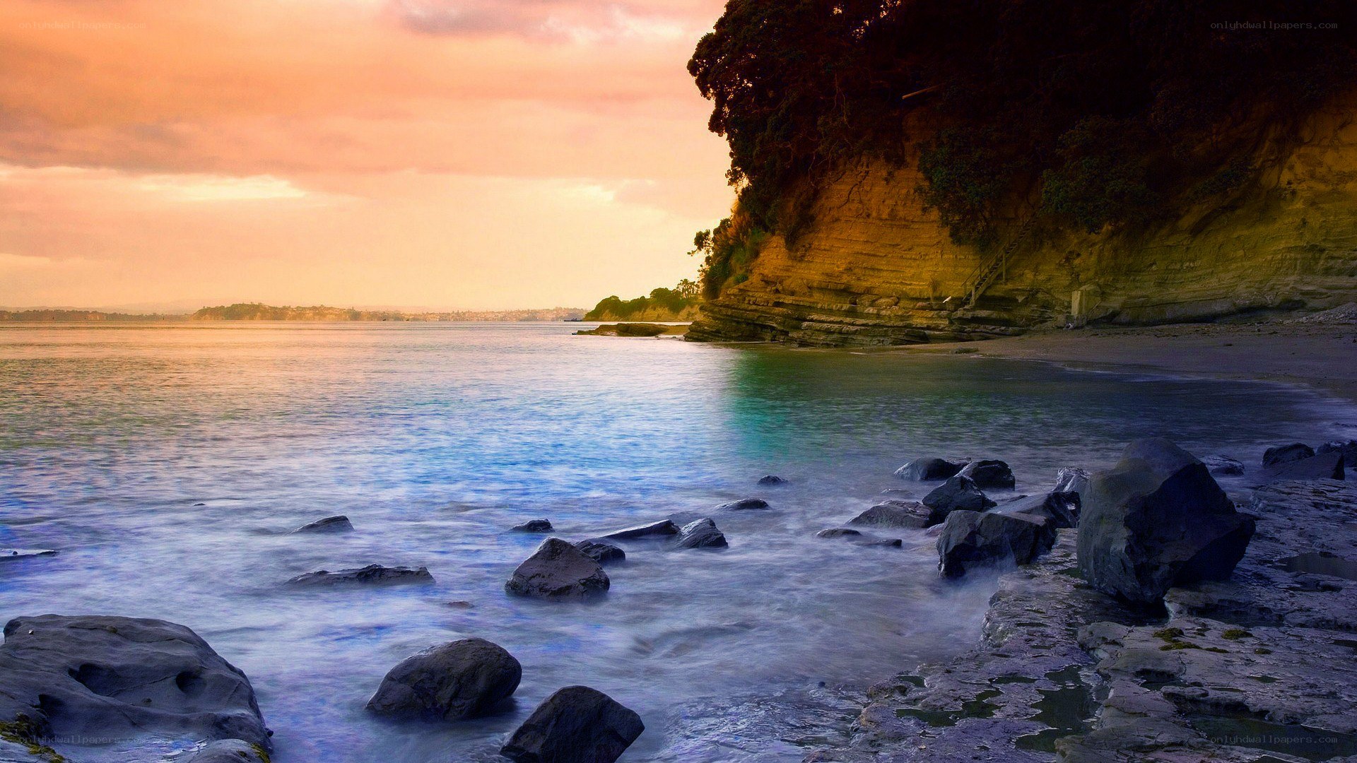 sunset at coastal cliff