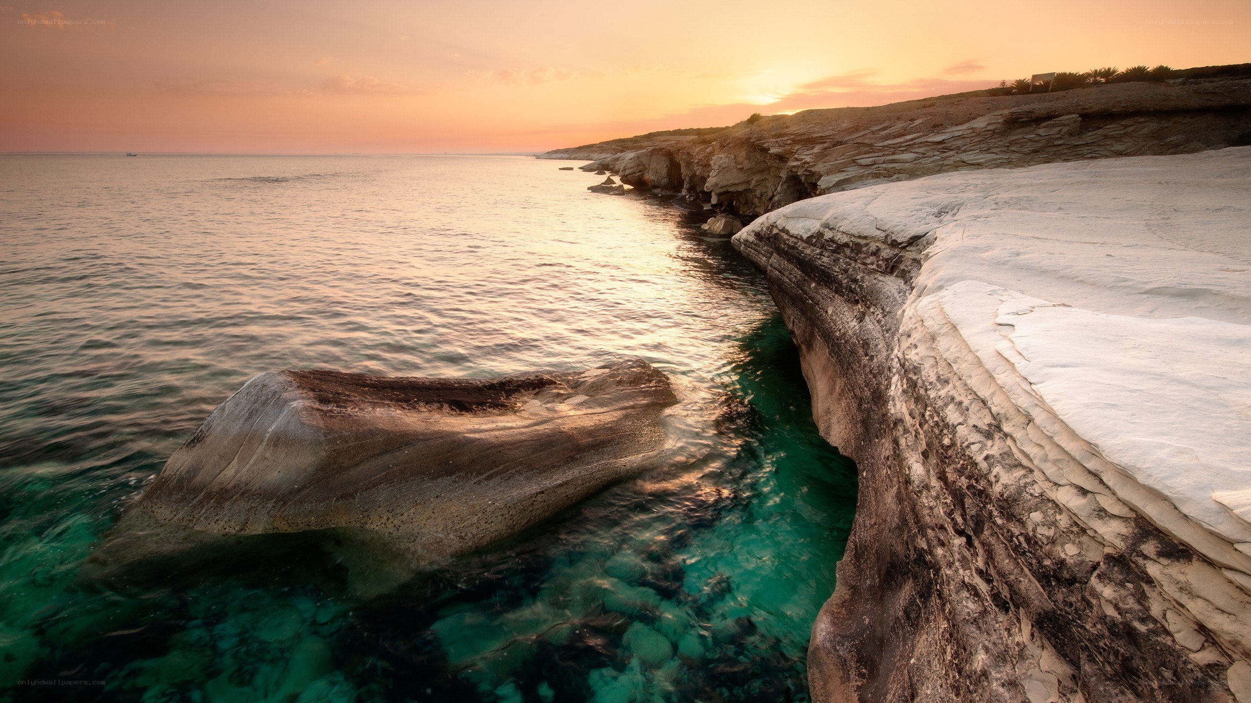 Sunset at coastal cliffs