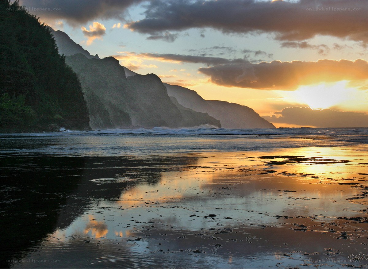 sunset at coastal cliffs