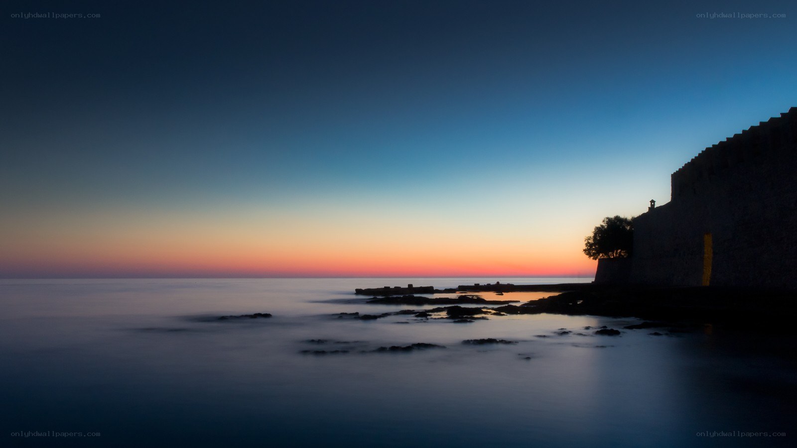 Sunset at coastal fortress