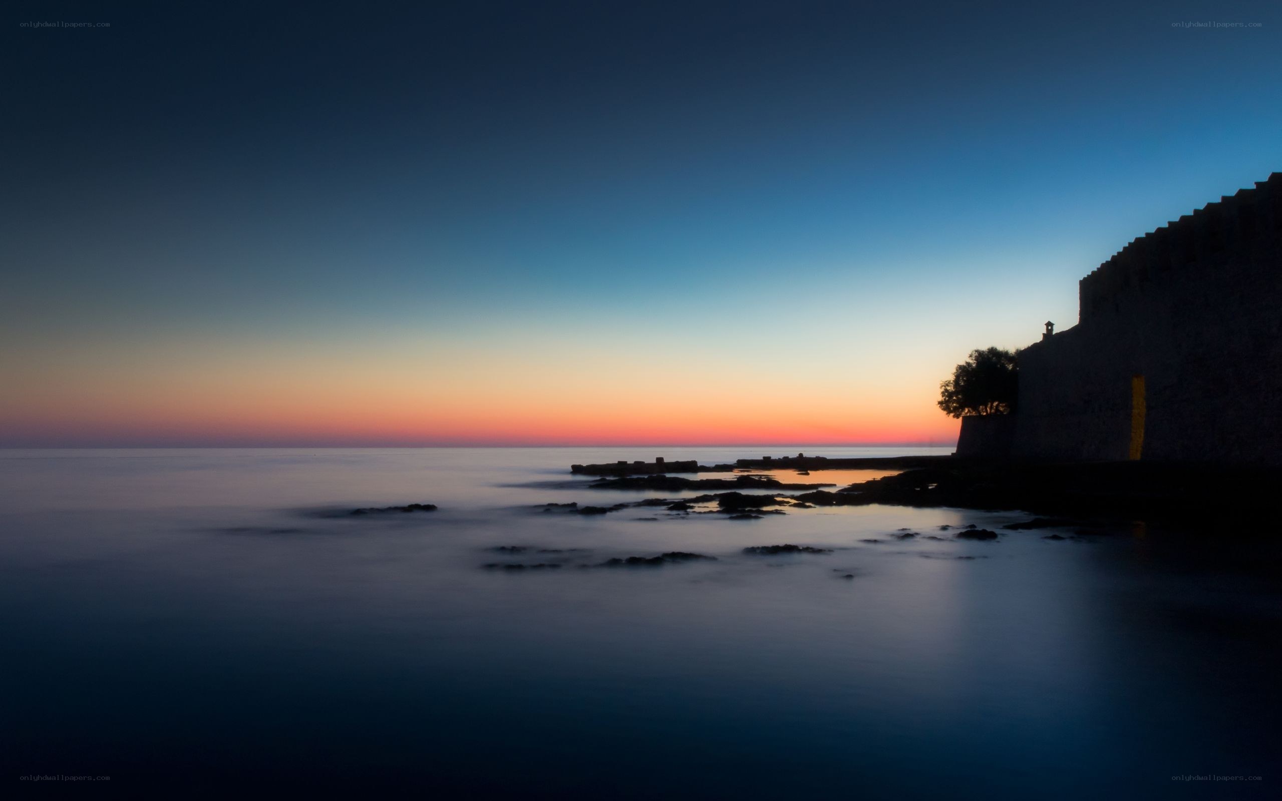Sunset at coastal fortress