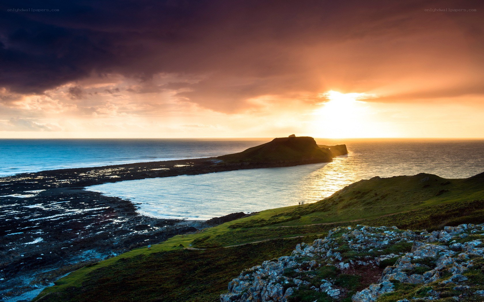 Sunset at coastal headland