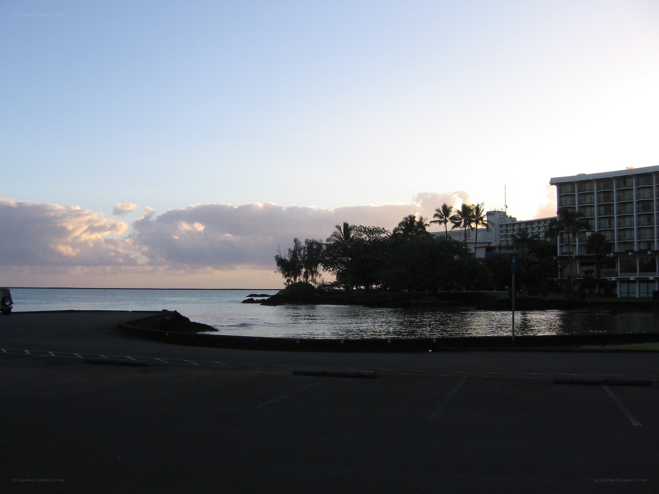 sunset at coastal hotel