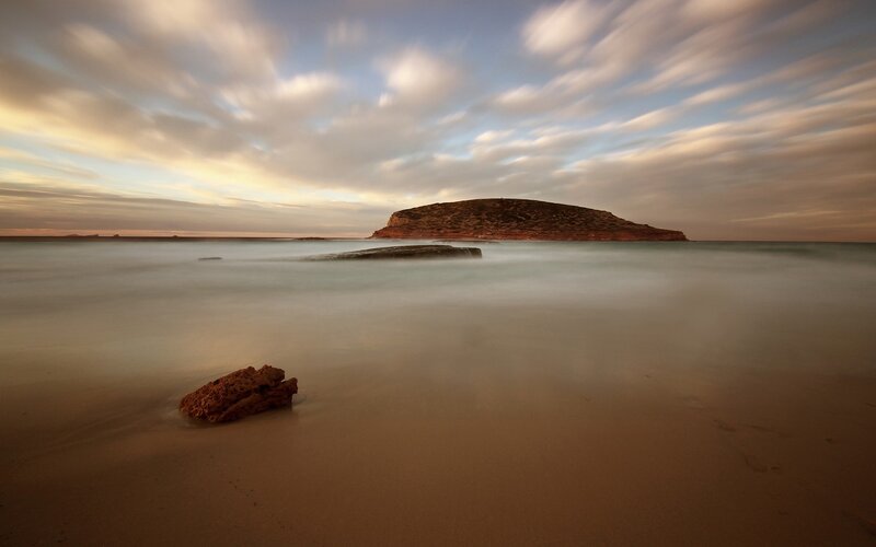 Sunset at coastal island