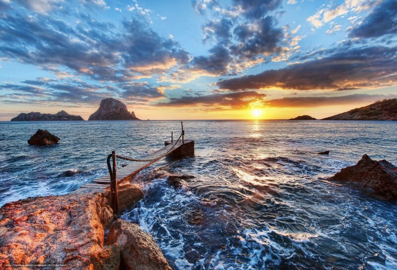 Sunset at coastal pier