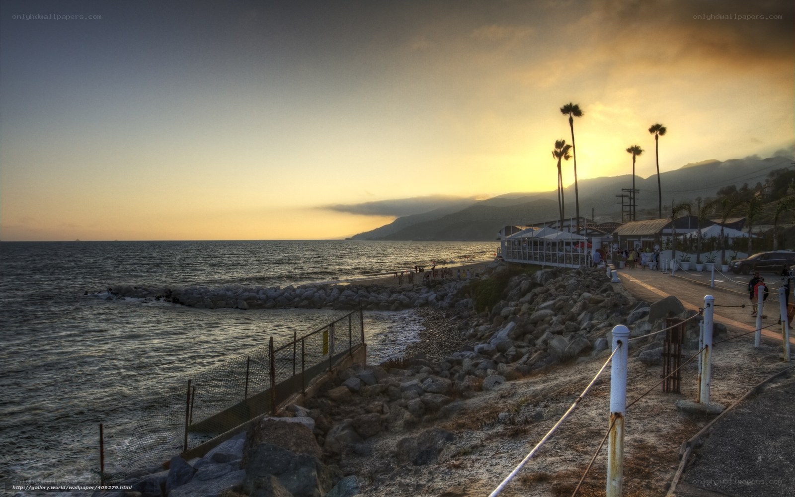 sunset at coastal resort