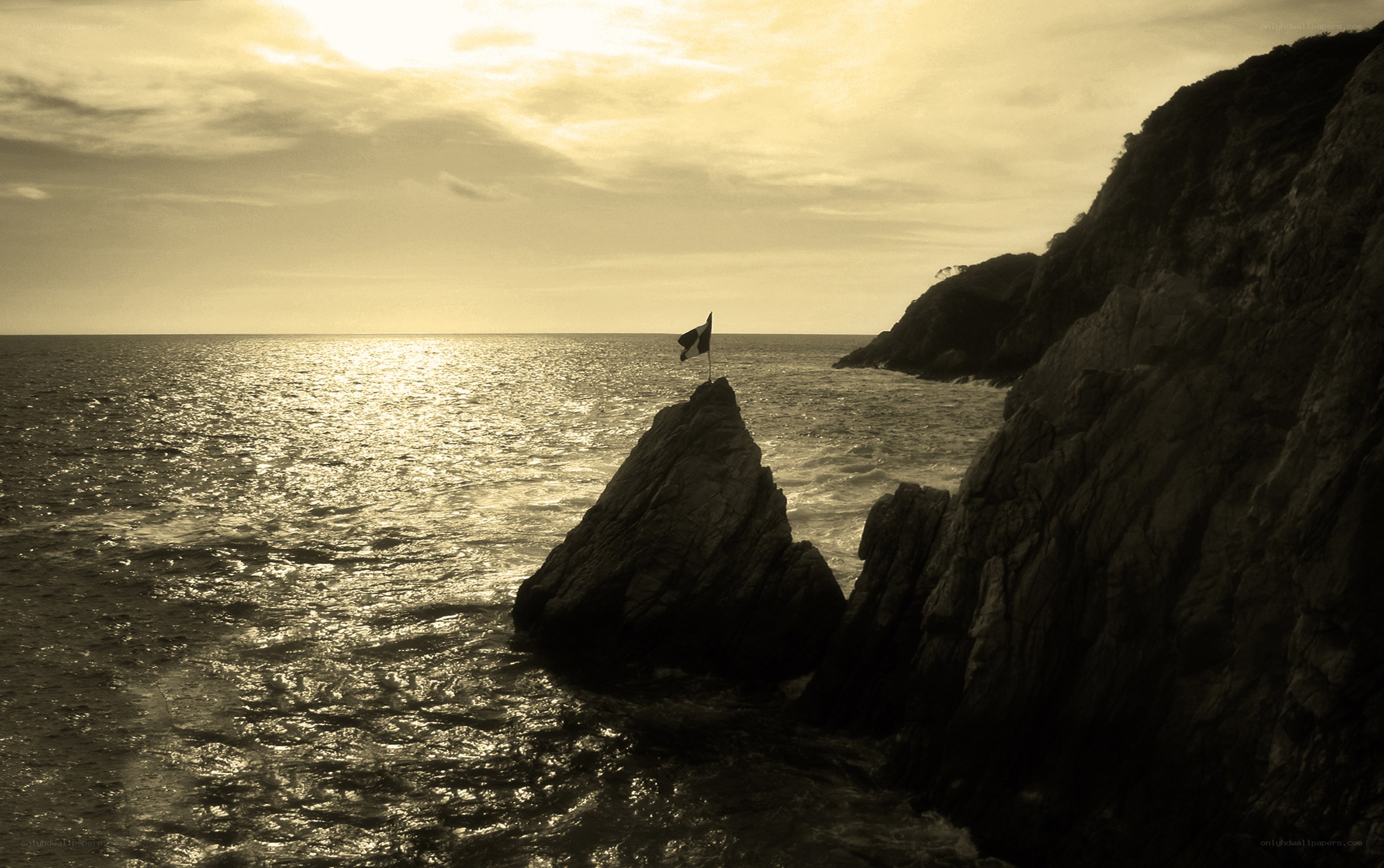 Sunset at coastal rock formation