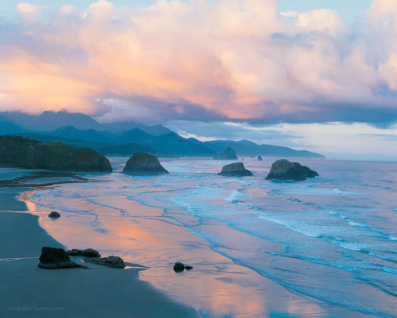 sunset at coastal rock formations