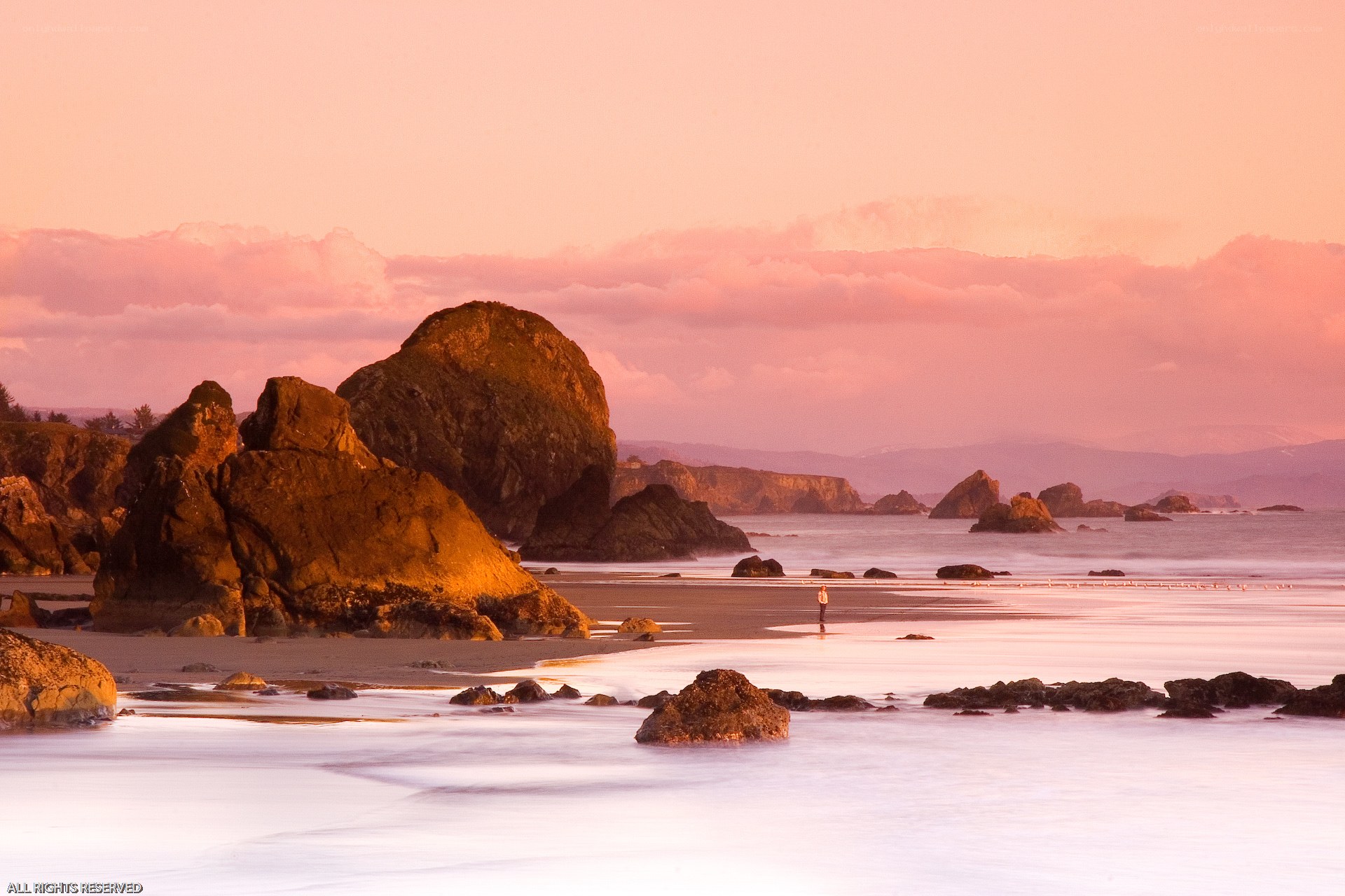 Sunset at coastal rock formations