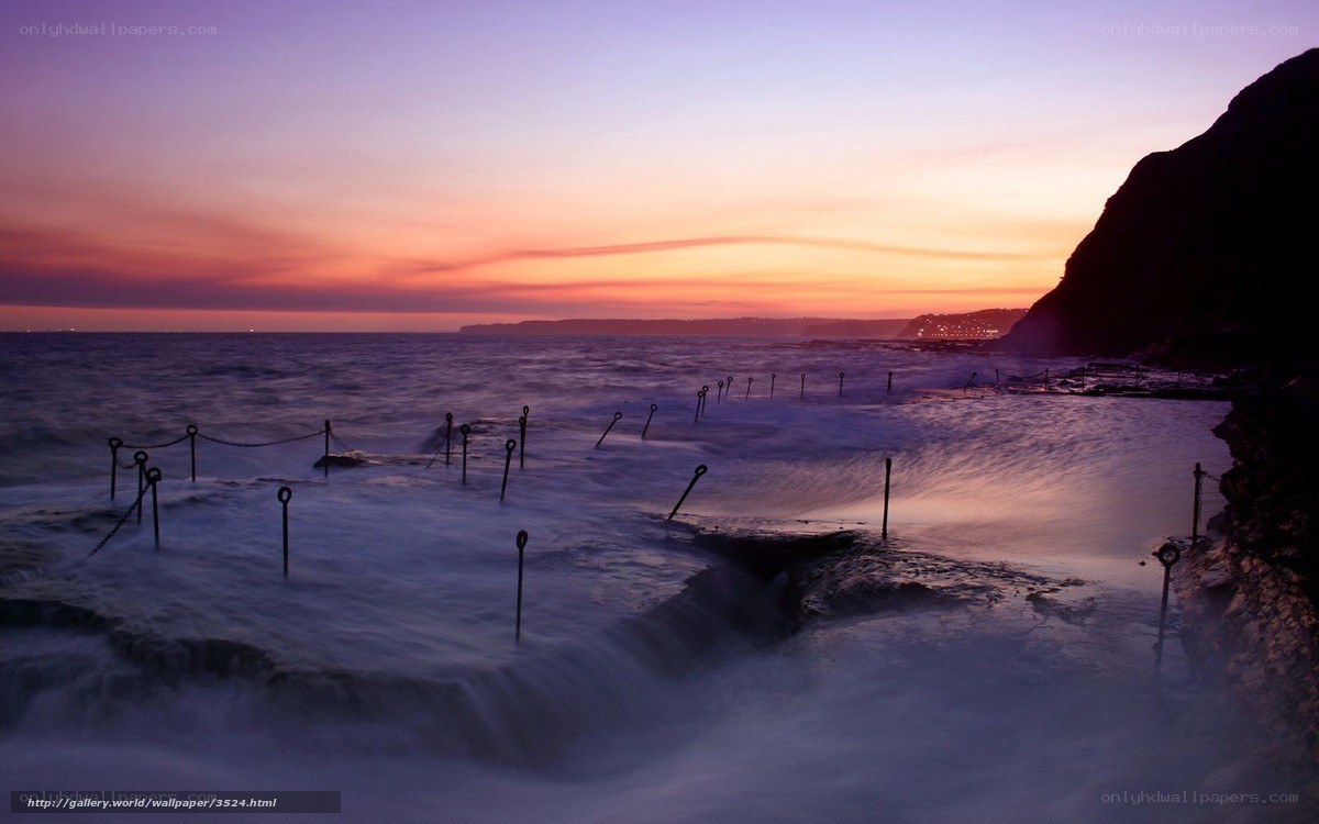 Sunset at coastal rock pool