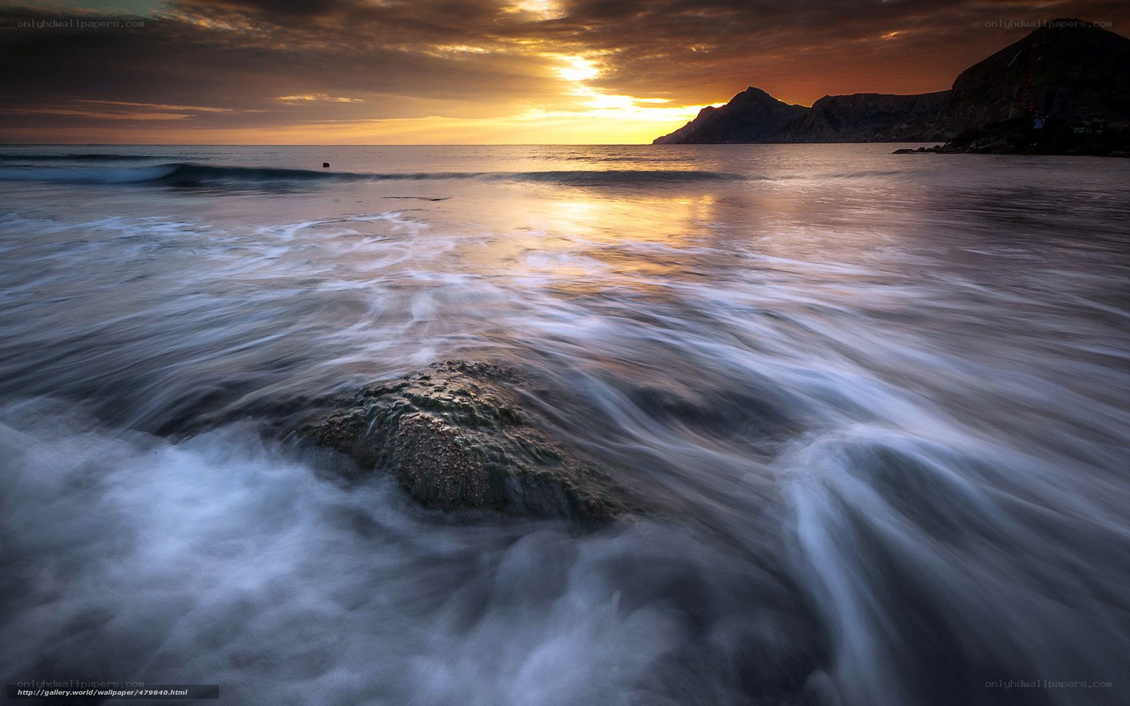 Sunset at coastal rocks