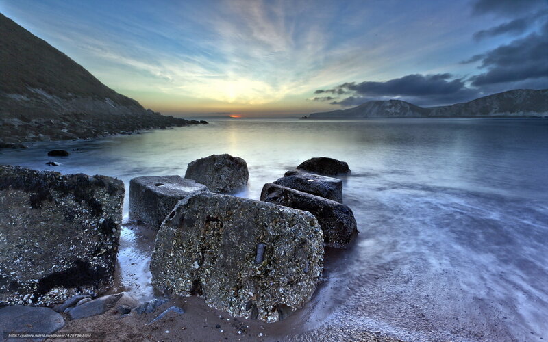 Sunset at coastal rocks
