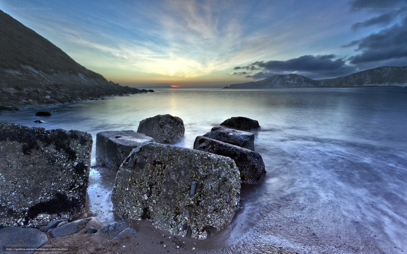 Sunset at coastal rocks