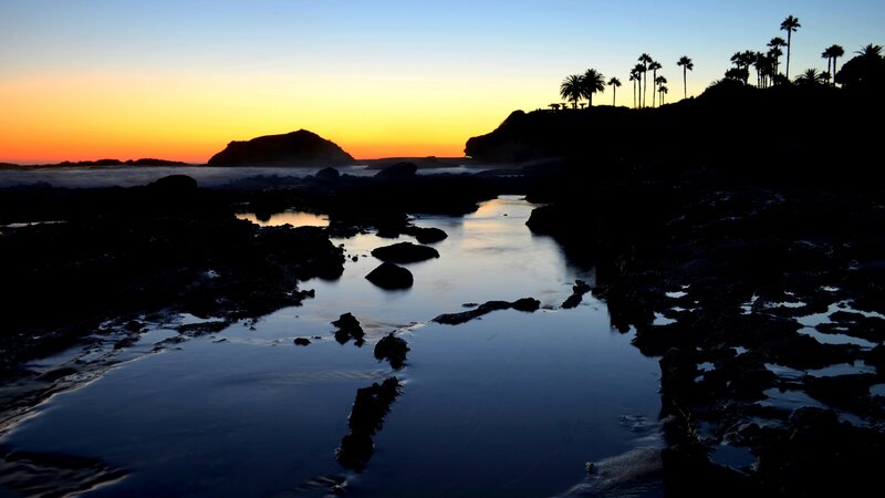 sunset at coastal tide pools