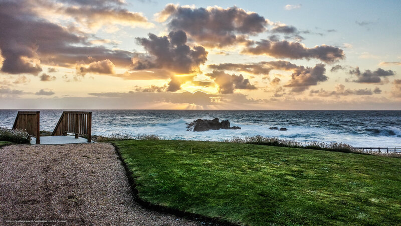 Sunset at coastal viewing area