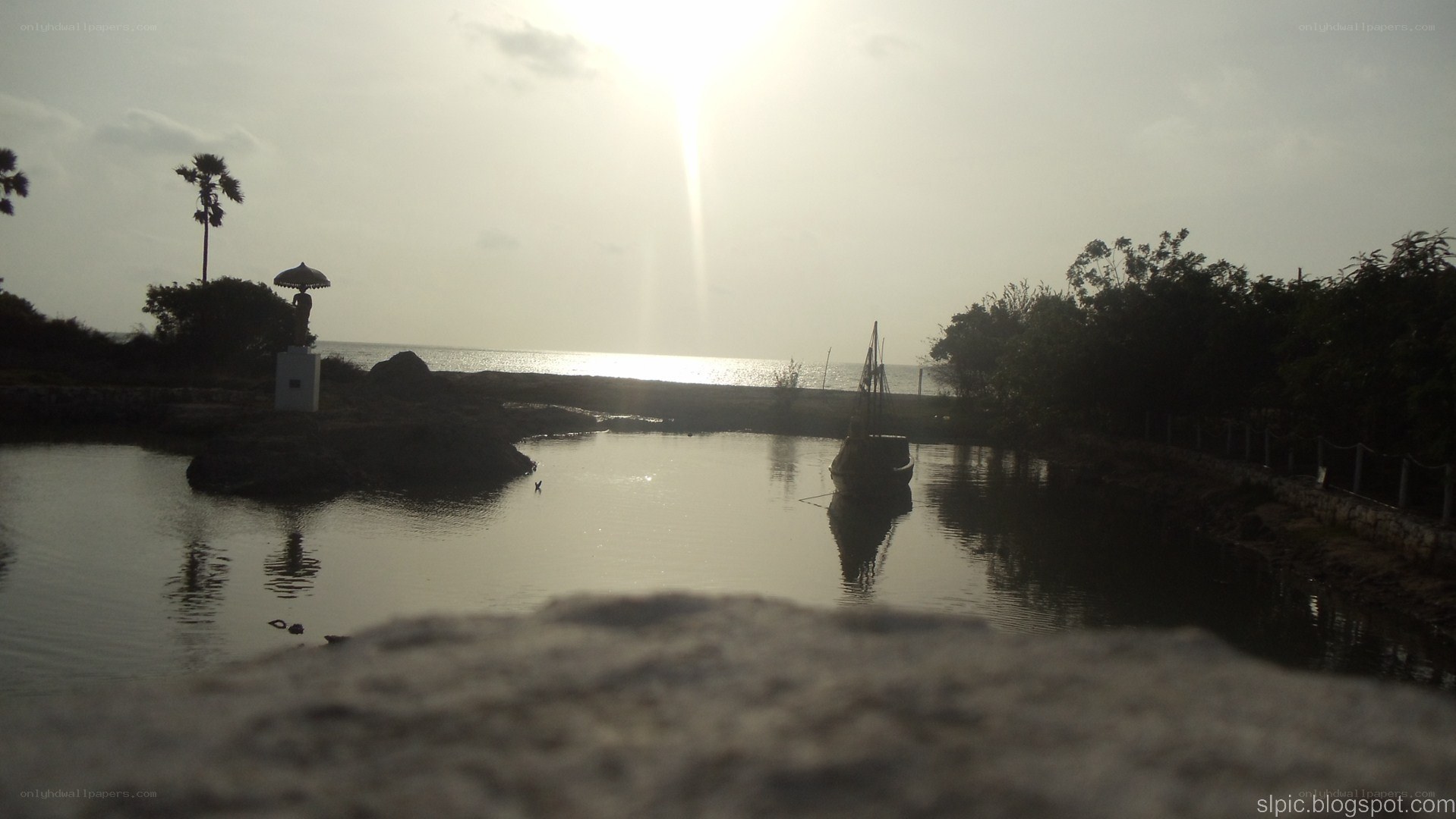 sunset at coastal waterway