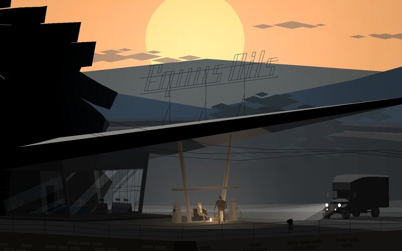 sunset at gas station