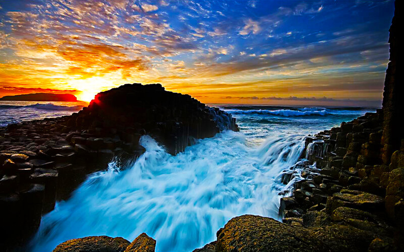 Sunset at Giant's Causeway