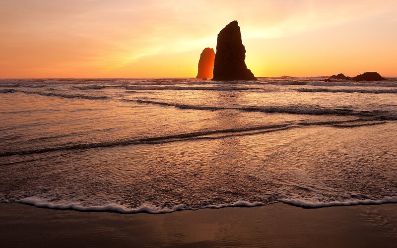 Sunset at Haystack Rock