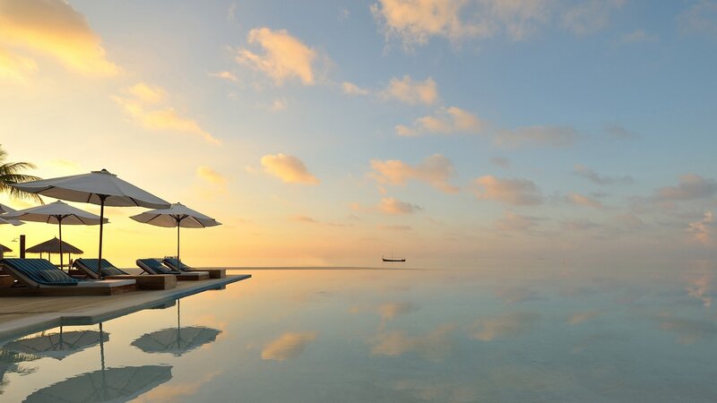 Sunset at infinity pool