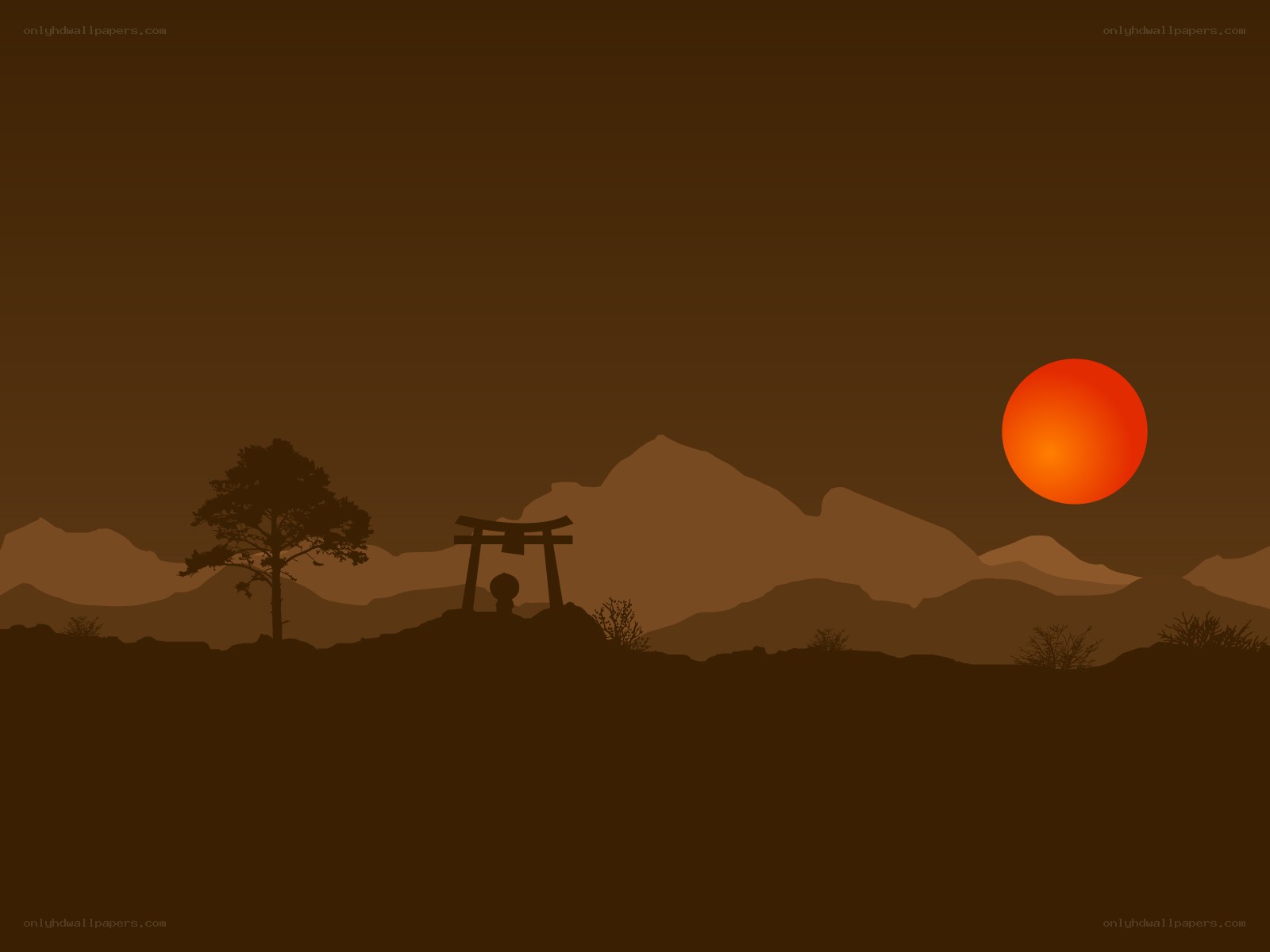 Sunset at Japanese shrine