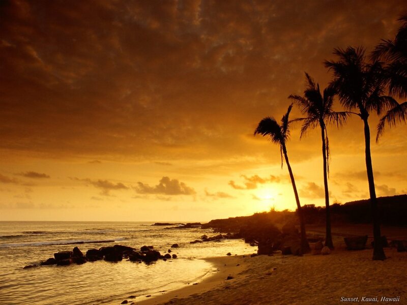 Sunset at Kauai beach