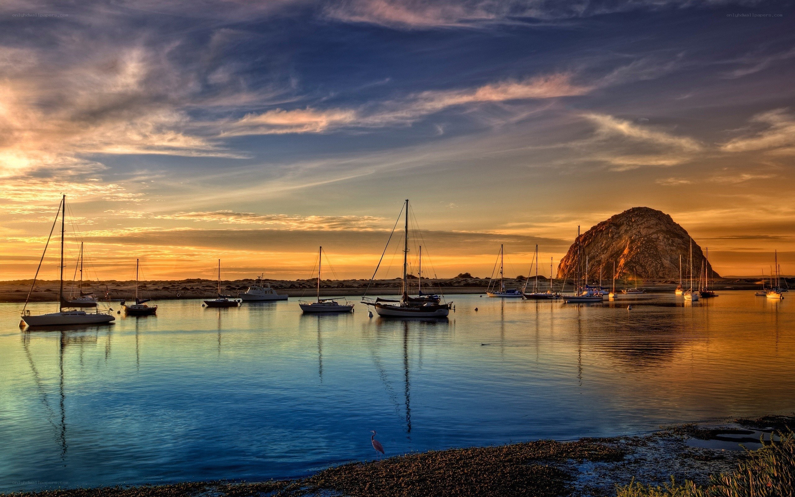 sunset at morro bay harbor