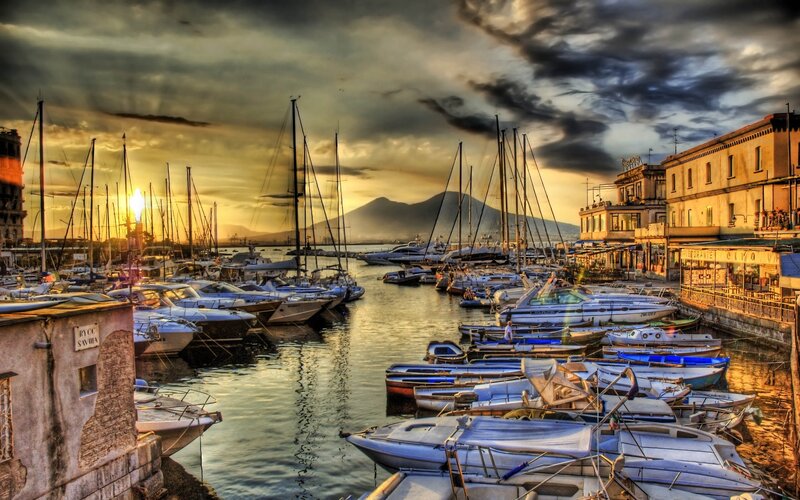 Sunset at Naples harbor