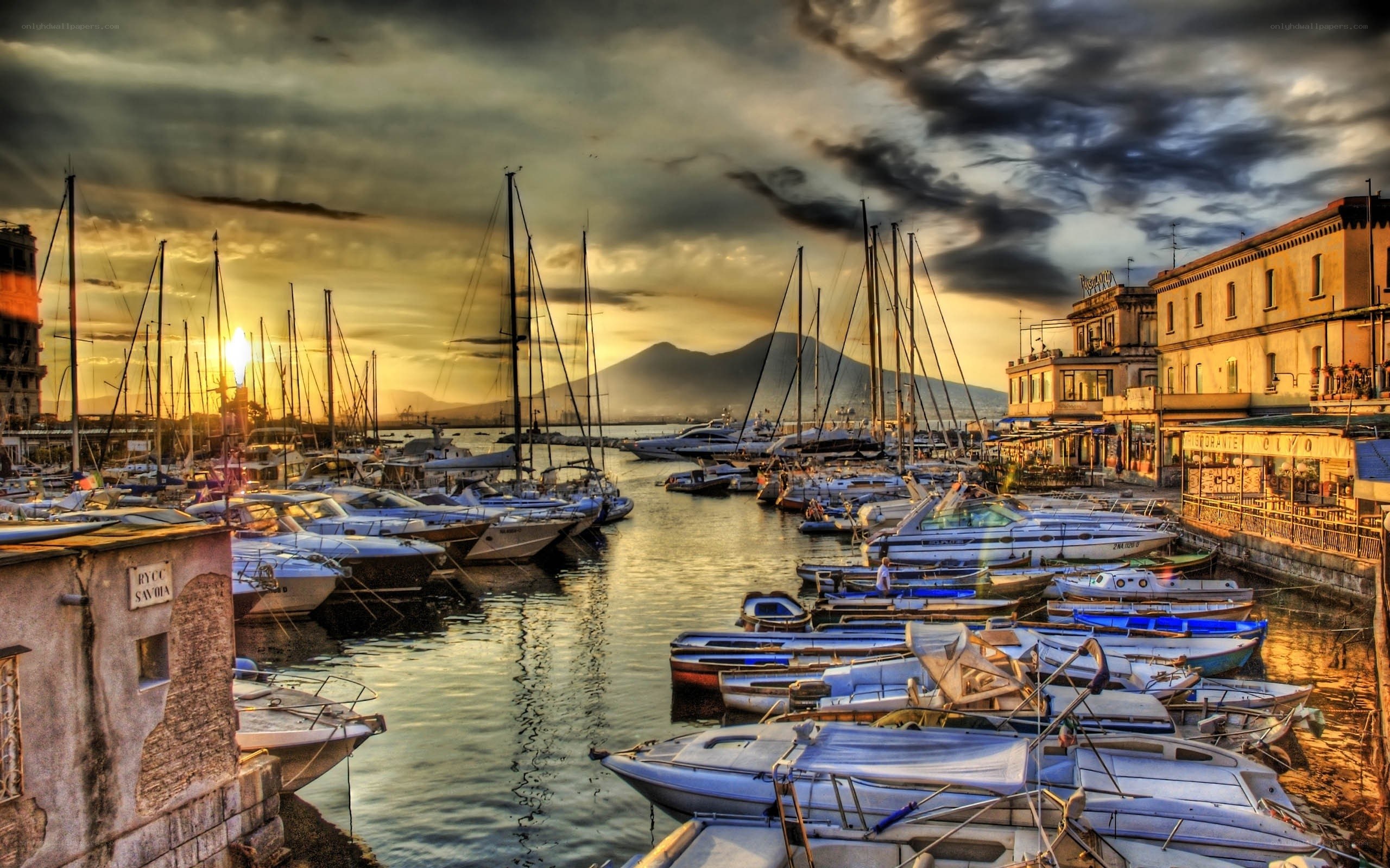 Sunset at Naples harbor