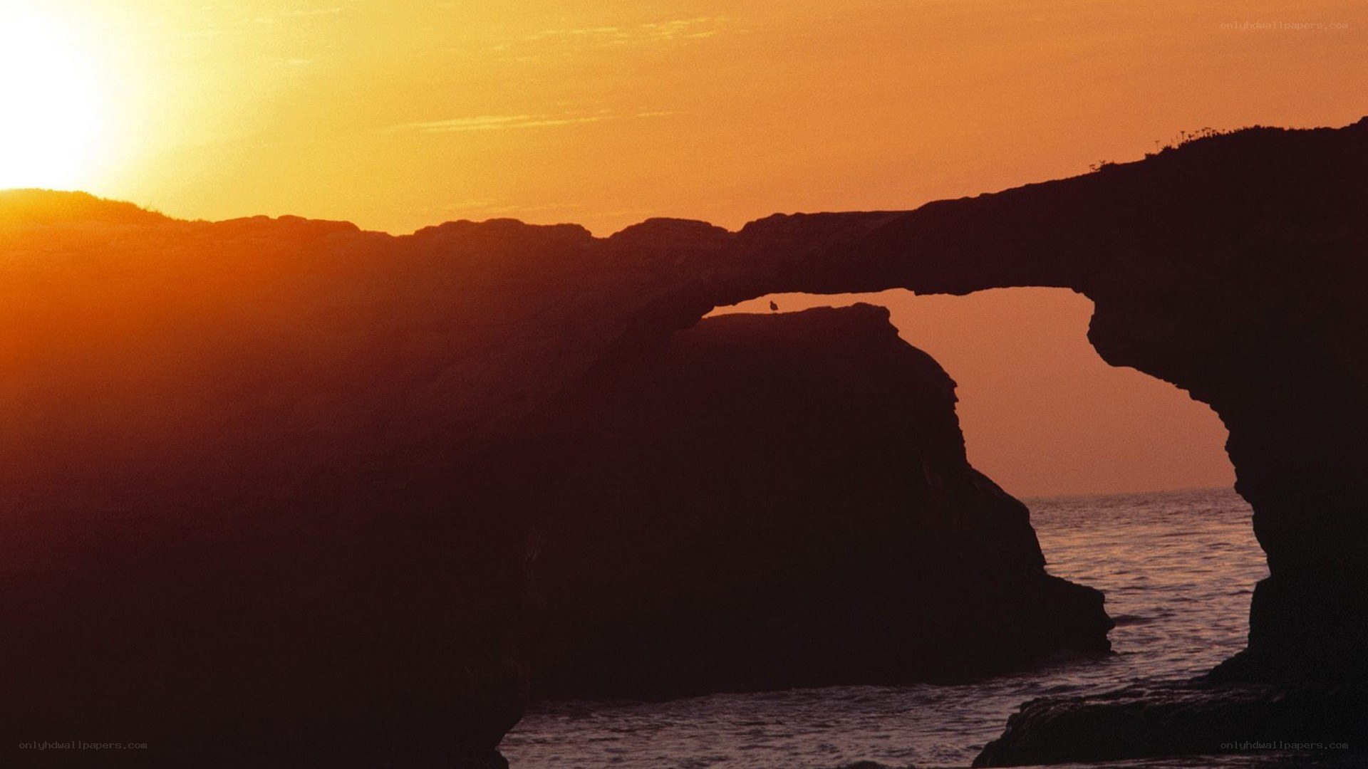 Sunset at natural rock arch
