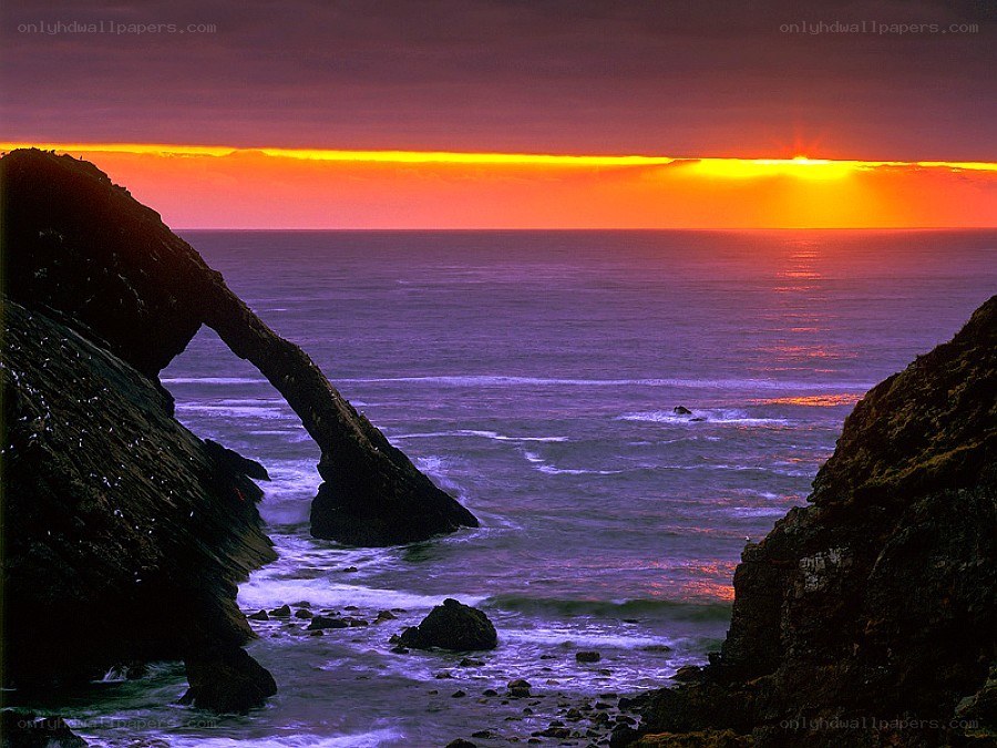 Sunset at natural rock arch