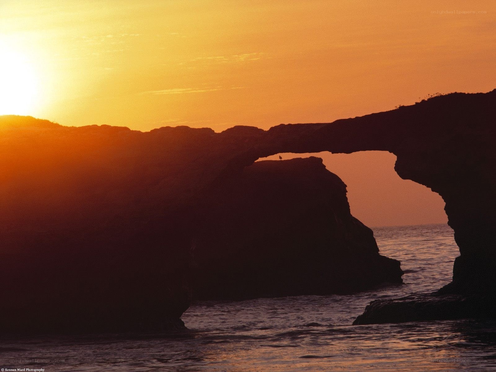 Sunset at natural rock arch
