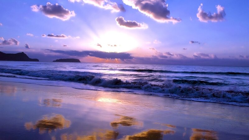 Sunset at Ocean Beach — Blue, Serene, Photograph, Clouds