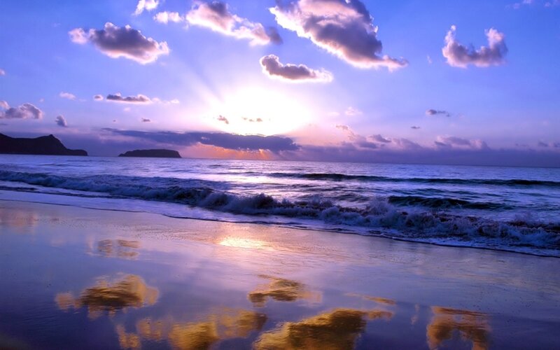 Sunset at Ocean Beach — Blue, Serene, Photograph