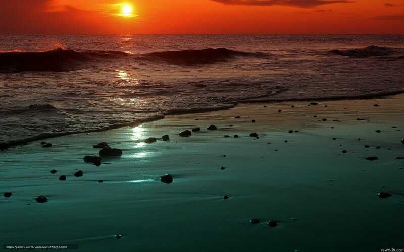 Sunset at Ocean Beach — Orange, Dramatic, Photograph