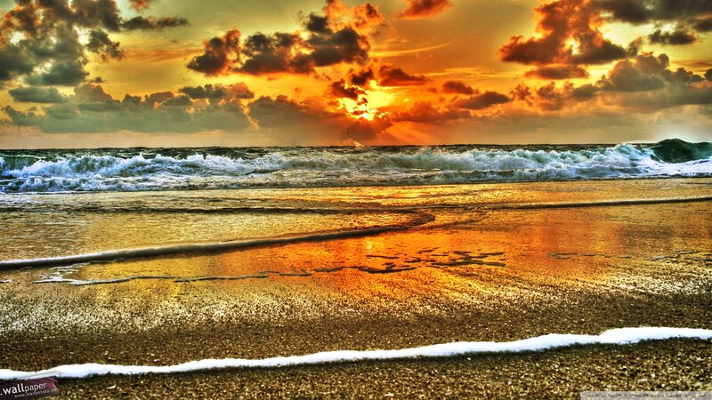 Sunset at Ocean Beach — Orange, Dramatic