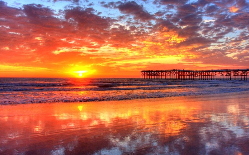 Sunset at Ocean Pier — Orange