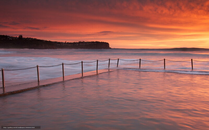 sunset at ocean pool