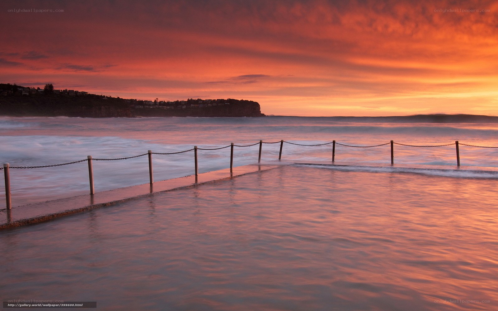 sunset at ocean pool
