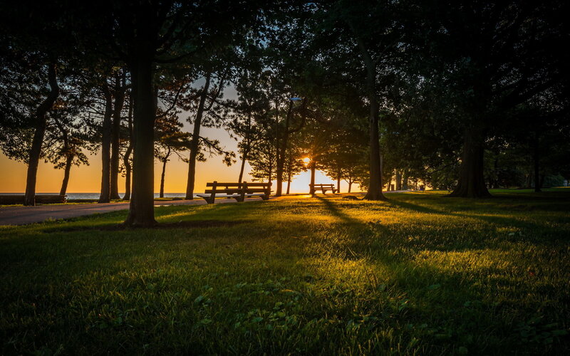 Sunset at Park Bench
