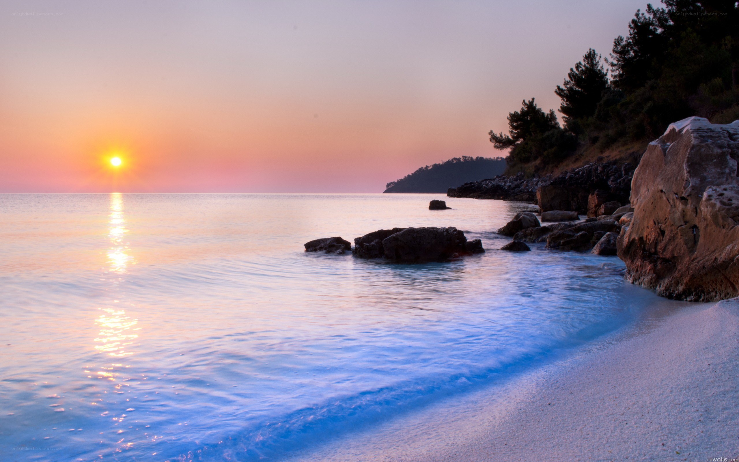 sunset at rocky beach