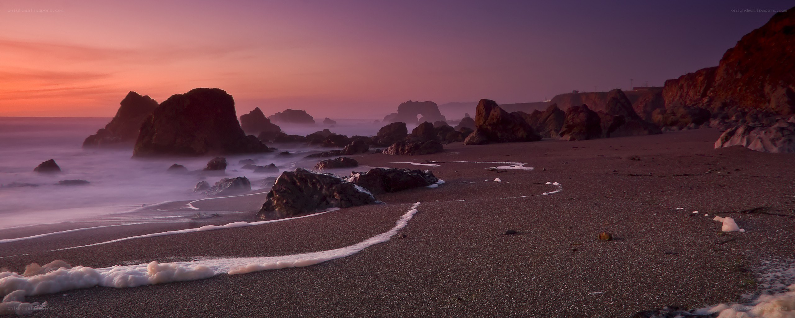 sunset at rocky beach