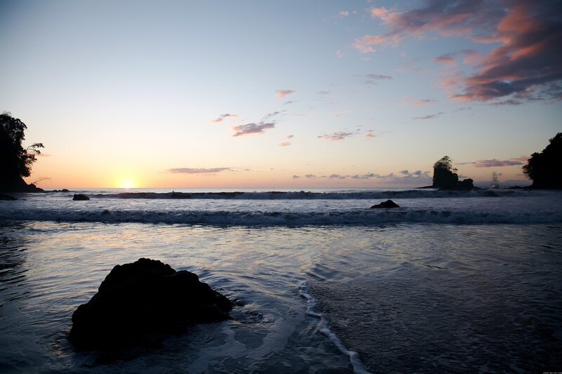 sunset at rocky beach