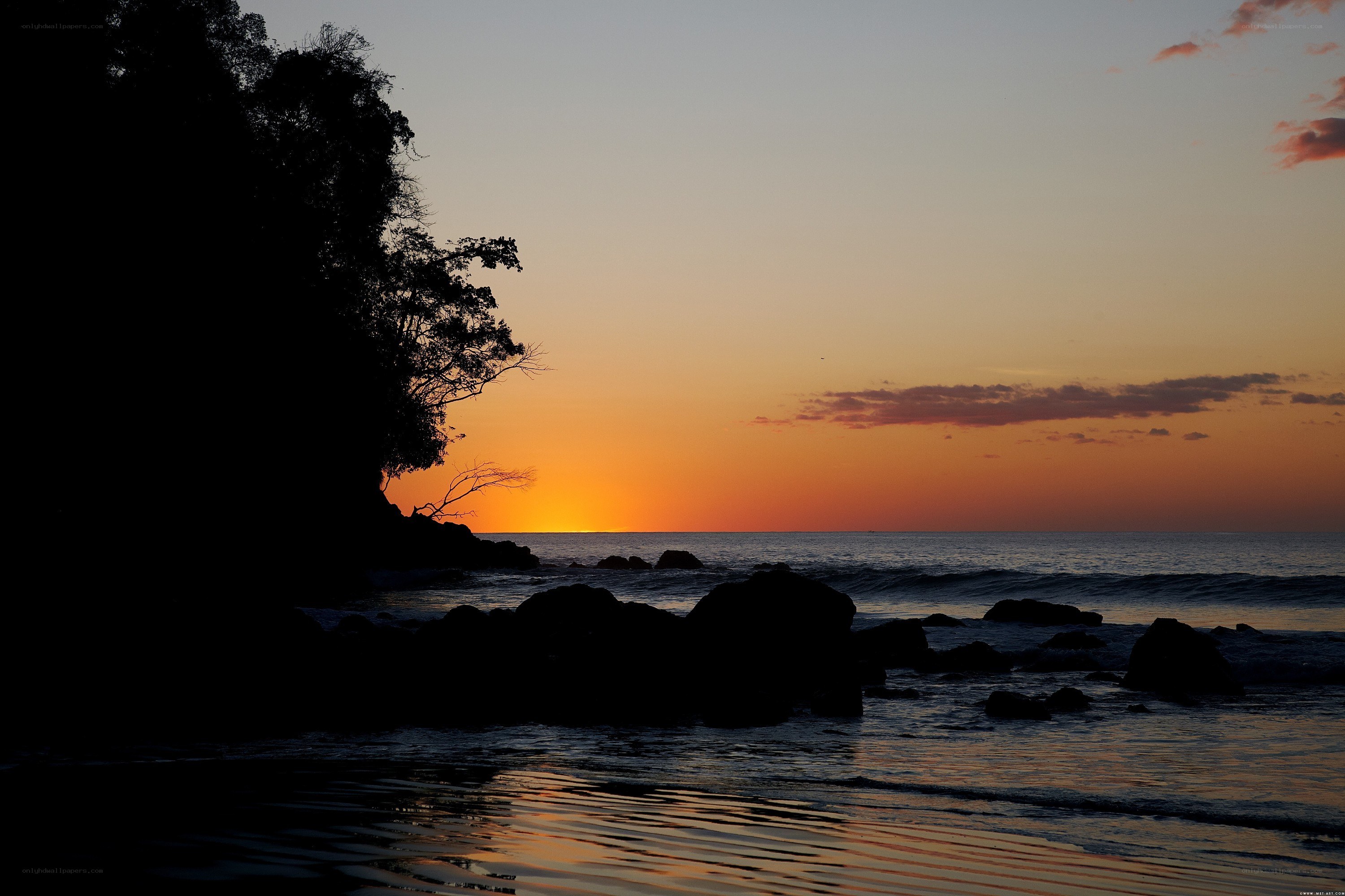 sunset at rocky beach
