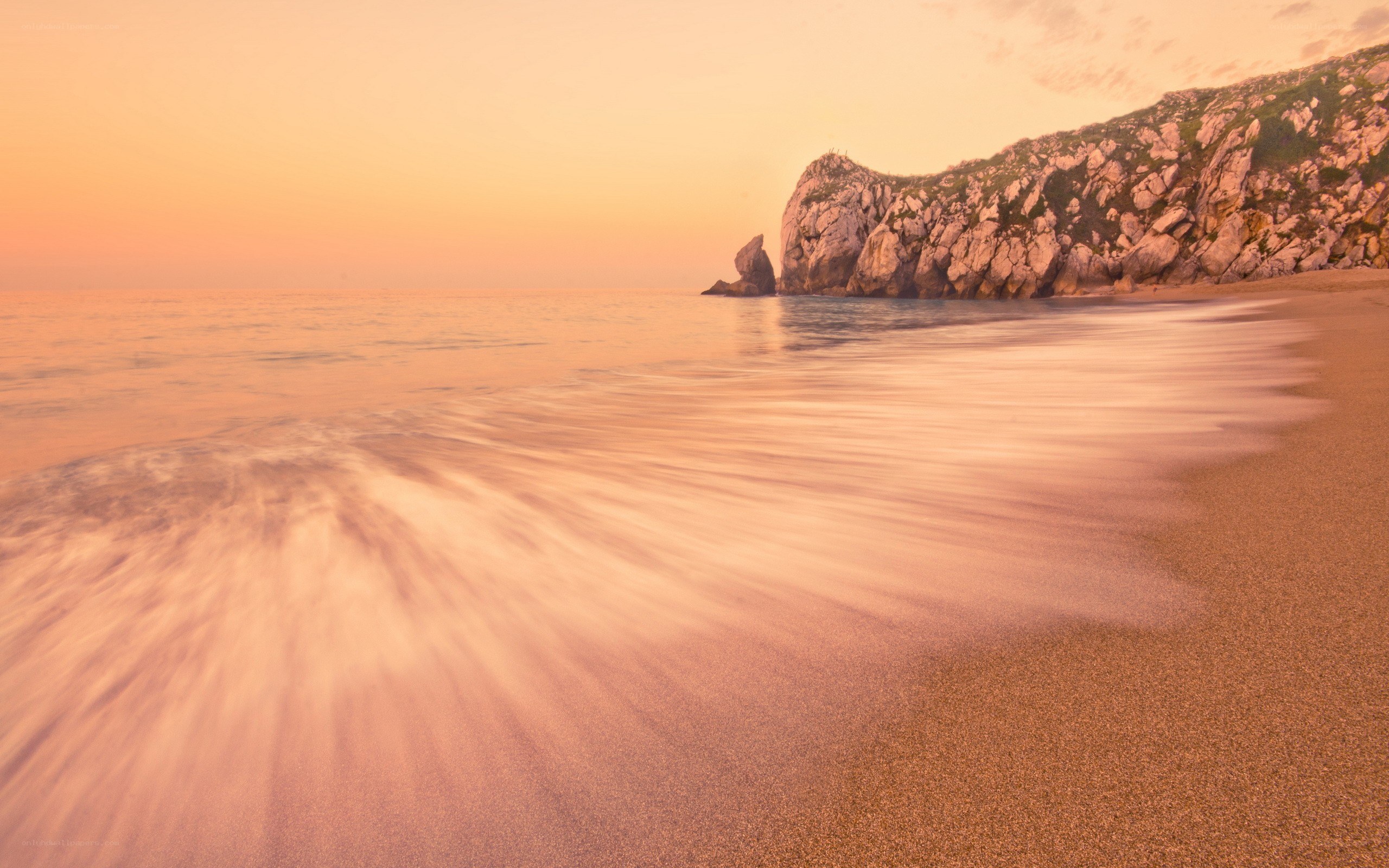 sunset at rocky beach