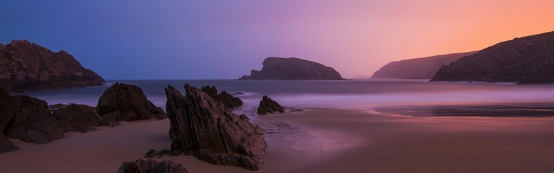 sunset at rocky beach