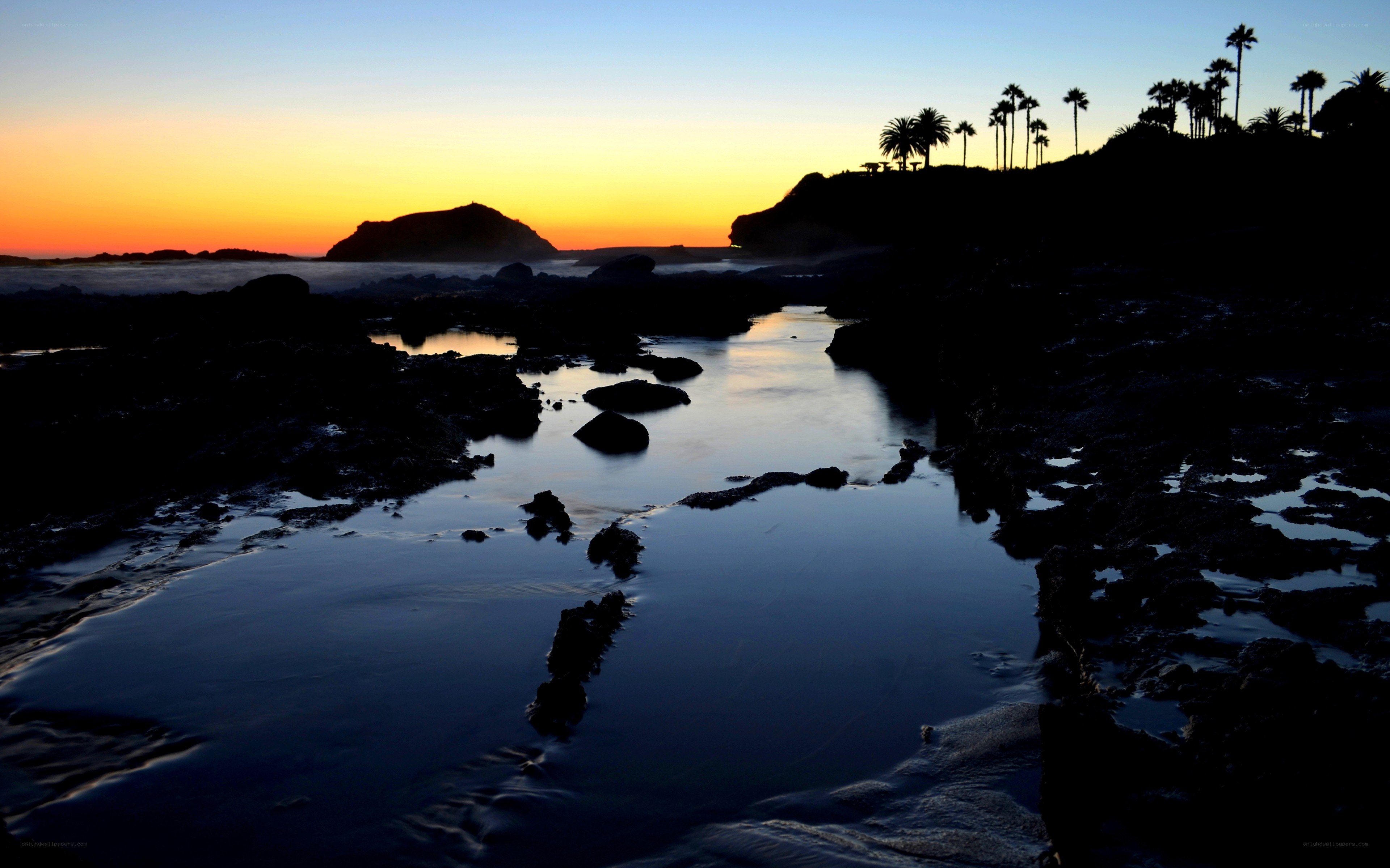 sunset at rocky beach